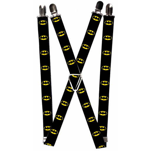 Suspenders - 1.0" - Batman Shield Black Yellow Suspenders DC Comics   