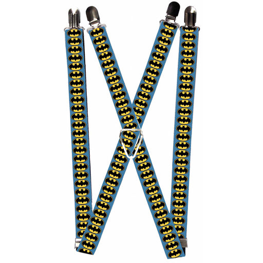Suspenders - 1.0" - Bat Signal-3 Blue Black Yellow Suspenders DC Comics   