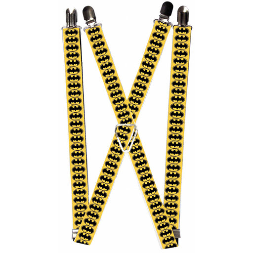 Suspenders - 1.0" - Bat Signal-3 Yellow Black Yellow Suspenders DC Comics   