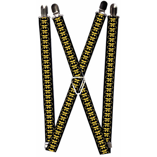 Suspenders - 1.0" - Bat Signal-2 Black Yellow Black Suspenders DC Comics   