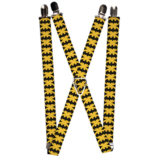 Suspenders - 1.0" - Bat Signal-5 Black Yellow Black Suspenders DC Comics   