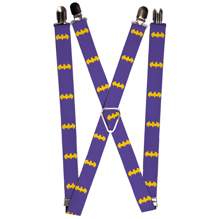 Suspenders - 1.0" - Bat Logo Purple Gold Suspenders DC Comics   