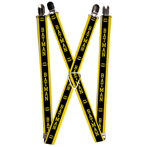Suspenders - 1.0" - BATMAN Logo Stripe Yellow Black Suspenders DC Comics   