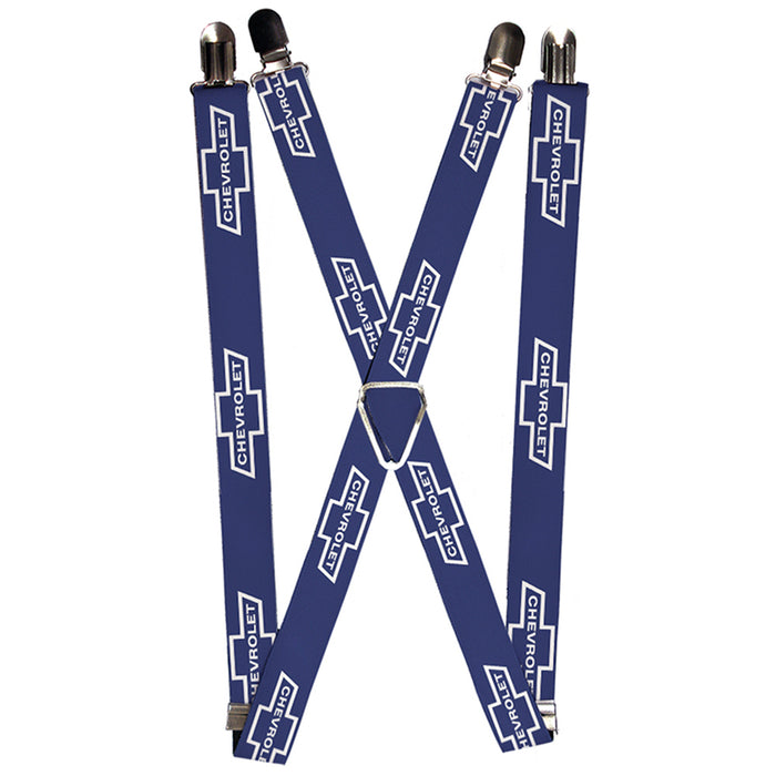 Suspenders - 1.0" - 1965 CHEVROLET Bowtie Blue White Suspenders GM General Motors   