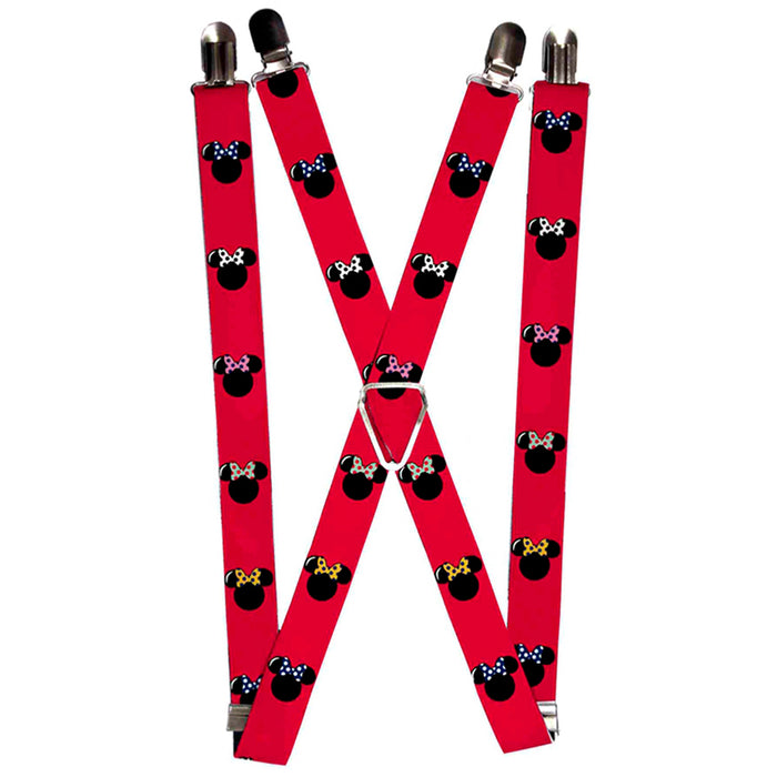 Suspenders - 1.0" - Minnie Mouse Silhouette Red Black Polka Dot Suspenders Disney   
