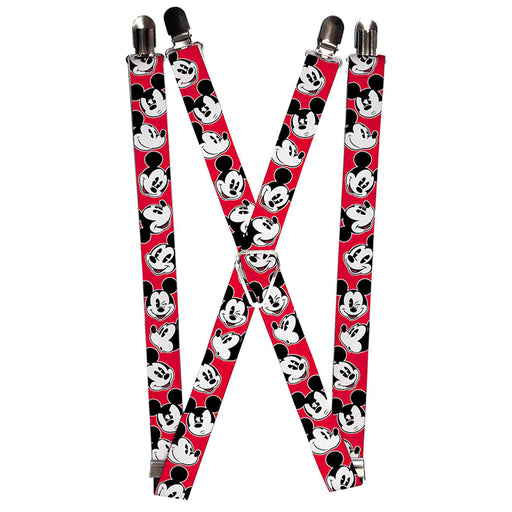 Suspenders - 1.0" - Mickey Mouse Expressions Red Black White Suspenders Disney   