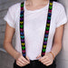Suspenders - 1.0" - Mickey Expressions Black Multi Neon Suspenders Disney   