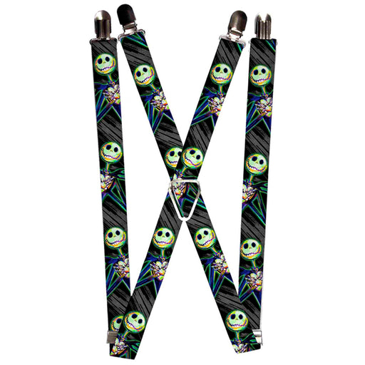 Suspenders - 1.0" - Nightmare Before Christmas Jack Crossed Hands Pose Electric Glow Suspenders Disney   