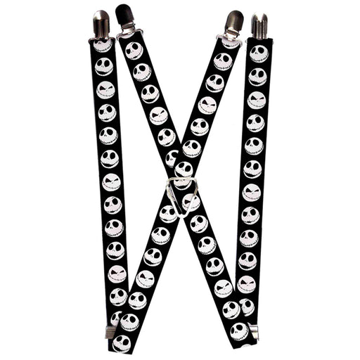 Suspenders - 1.0" - Nightmare Before Christmas Jack 4-Expressions Black White Suspenders Disney   