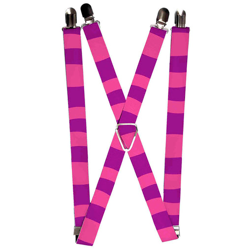 Suspenders - 1.0" - Cheshire Cat Stripe Pink Purple Suspenders Disney   