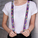 Suspenders - 1.0" - Tinker Bell Poses Flowers Stars Skull Purple Suspenders Disney   