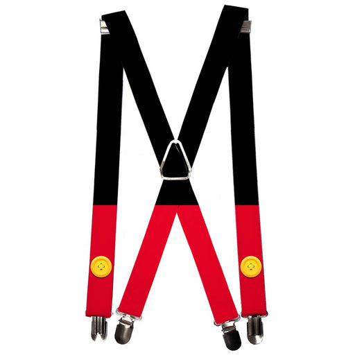 Suspenders - 1.0" - Mickey Mouse Bounding Buttons Black Red Yellows Suspenders Disney   