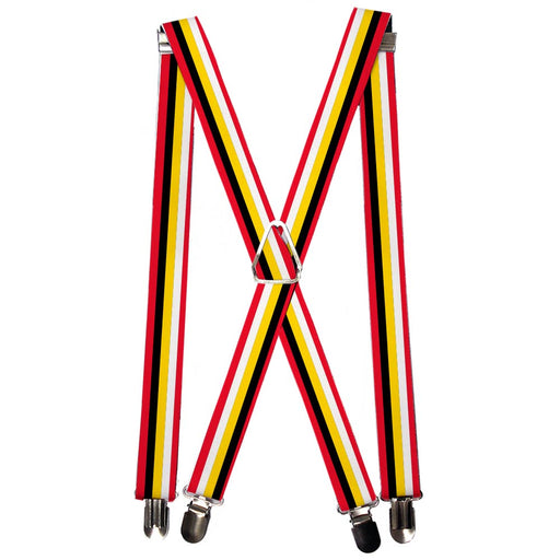 Suspenders - 1.0" - Mickey Mouse Stripes Red Black Yellow White Suspenders Disney   