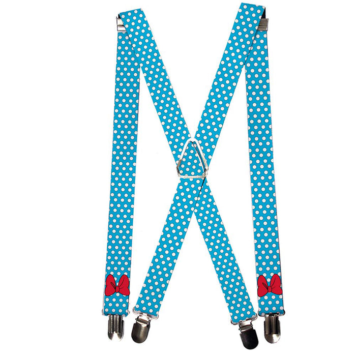 Suspenders - 1.0" - Minnie Mouse Bow Dots Blue/Black/White/Red Suspenders Disney   