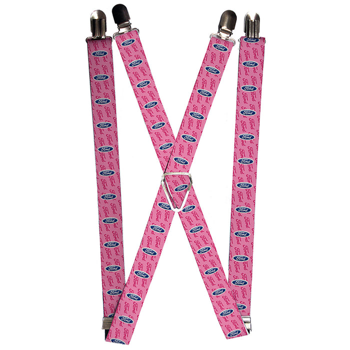 Suspenders - 1.0" - Ford Oval w Text PINK REPEAT Suspenders Ford   