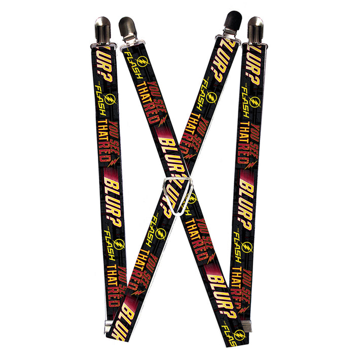 Suspenders - 1.0" - THE FLASH Logo YOU SEE THAT RED BLUR? Grays Yellows Reds Suspenders DC Comics   