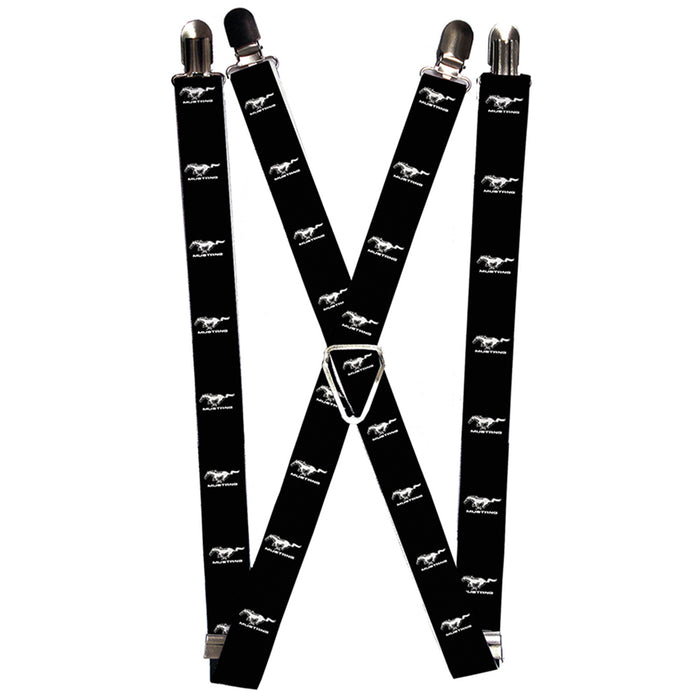 Suspenders - 1.0" - Ford Mustang Black White Logo REPEAT Suspenders Ford   