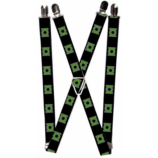 Suspenders - 1.0" - Green Lantern Logo Black Green Suspenders DC Comics   