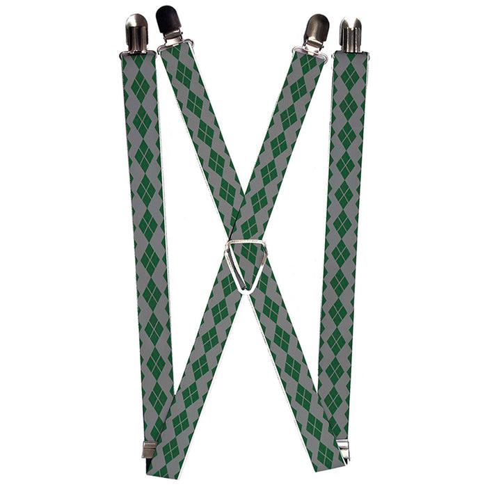 Suspenders - 1.0" - Joker Diamonds Gray Green Suspenders DC Comics   