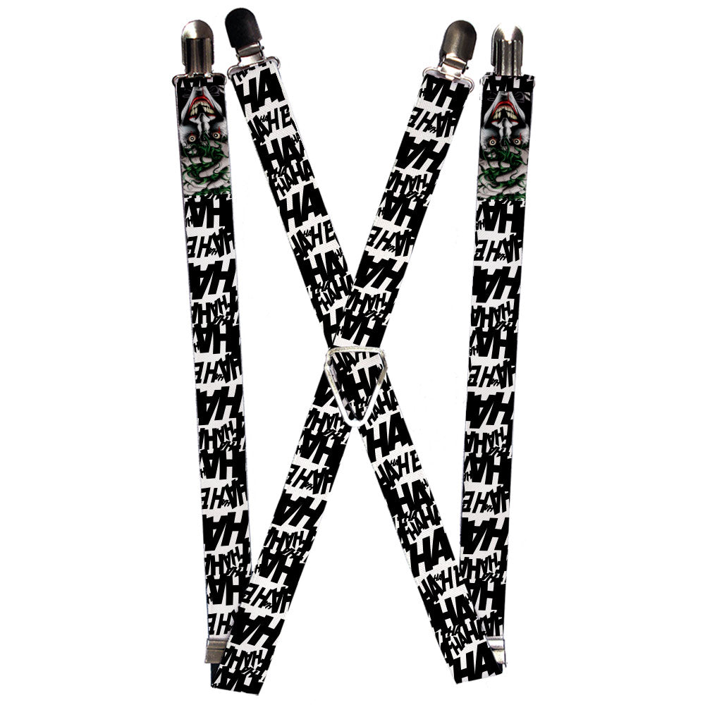 Suspenders - 1.0" - Joker The Killing Joke Holding Head Pose HAHAHA Repeat White Black