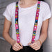 Suspenders - 1.0" - BATGIRL Face Pose w Logo & Stars Pink White Yellow Suspenders DC Comics   