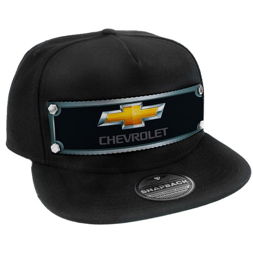 Embellishment Trucker Hat BLACK - Full Color Strap - CHEVROLET Gold Bowtie Grays/Black/Gold Trucker Hats GM General Motors   