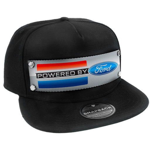 Embellishment Trucker Hat BLACK - Full Color Strap - POWERED BY FORD Stripe/Oval Gray/Red/Black/Blue Trucker Hats Ford   