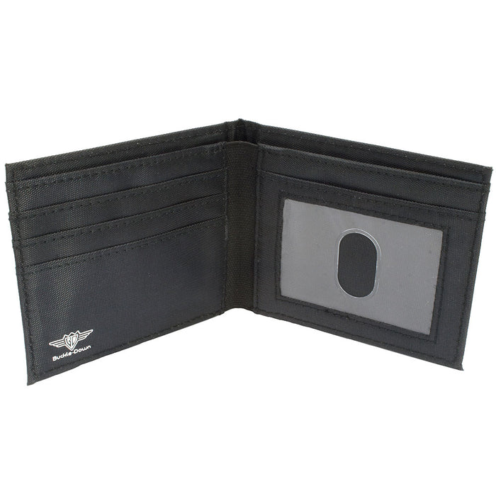 Canvas Bi-Fold Wallet - SNATCHED Script White/Blue Canvas Bi-Fold Wallets Buckle-Down   