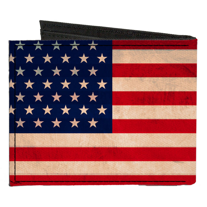 Canvas Bi-Fold Wallet - American Flag Weathered Color Canvas Bi-Fold Wallets Buckle-Down   