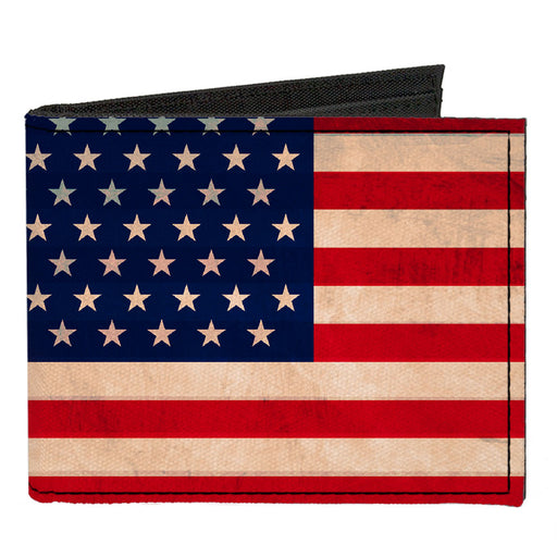 Canvas Bi-Fold Wallet - American Flag Weathered Color Canvas Bi-Fold Wallets Buckle-Down   