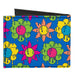 Canvas Bi-Fold Wallet - Funky Flower Drip Blue/Multi Color Canvas Bi-Fold Wallets Buckle-Down   