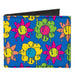 Canvas Bi-Fold Wallet - Funky Flower Drip Blue/Multi Color Canvas Bi-Fold Wallets Buckle-Down   