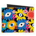 Canvas Bi-Fold Wallet - Funky Eye Flowers Black/Multi Color Canvas Bi-Fold Wallets Buckle-Down   