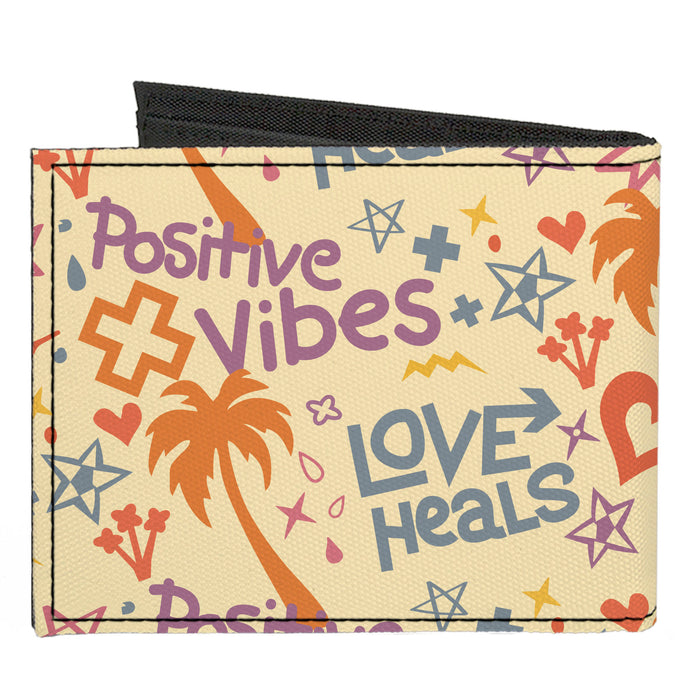 Canvas Bi-Fold Wallet - Summer Harmony Collage Beige/Multi Color Canvas Bi-Fold Wallets Buckle-Down   