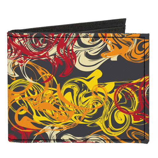 Canvas Bi-Fold Wallet - Swirl Mix Gray/Multi Color Canvas Bi-Fold Wallets Buckle-Down   