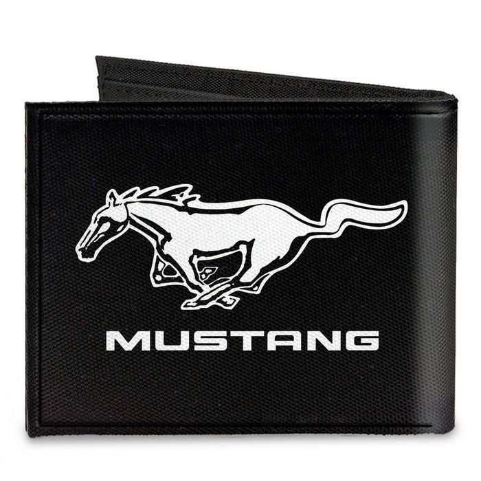 Canvas Bi-Fold Wallet - Ford Mustang Black/White Logo CENTERED Canvas Bi-Fold Wallets Ford   