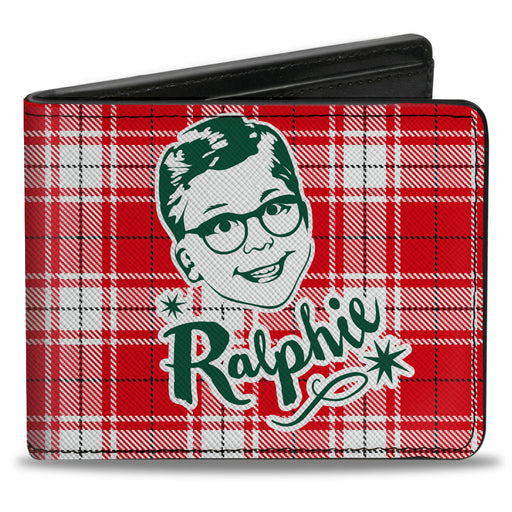 Bi-Fold Wallet - A Christmas Story RALPHIE Smiling Face Plaid Red White Green Bi-Fold Wallets Warner Bros. Holiday Movies   