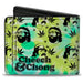 Bi-Fold Wallet - CHEECH & CHONG Caricature Faces/Pot Leaves Scattered Tie Dye Greens/Black Bi-Fold Wallets Cheech & Chong   