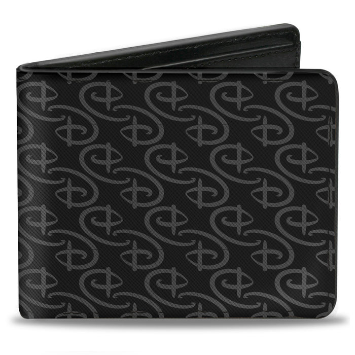 Bi-Fold Wallet - Disney Signature D Logo Monogram Black Gray Bi-Fold Wallets Disney   