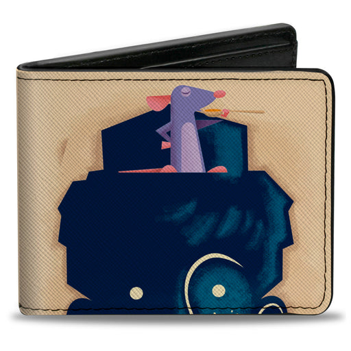 Bi-Fold Wallet - Ratatouille Remy Eating Pose + Paris Logo Beige Reds Blues Bi-Fold Wallets Disney   
