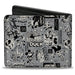 Bi-Fold Wallet - Disney 100 Classic Fab Five Characters Collage Gray/Black/White Bi-Fold Wallets Disney   