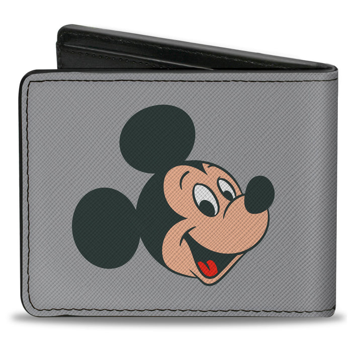 Bi-Fold Wallet - Disney 100 MICKEY MOUSE CLUB Pose and Face Gray Bi-Fold Wallets Disney   