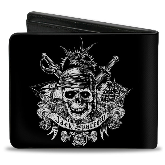 Bi-Fold Wallet - Pirates of the Caribbean JACK SPARROW Skull Black/White Bi-Fold Wallets Disney   