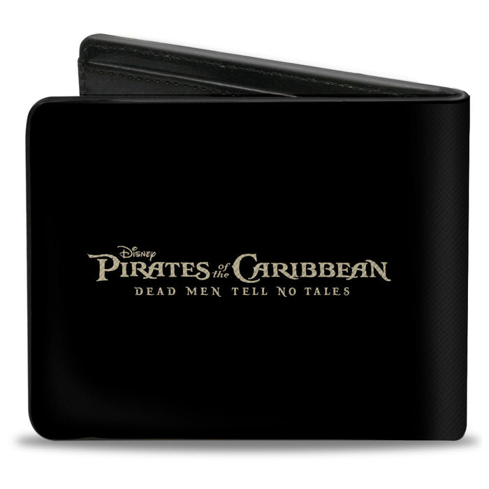 Bi-Fold Wallet - Pirates of the Caribbean DEAD MEN TELL NO TALES Skull and Crossbones Black/Beige Bi-Fold Wallets Disney   