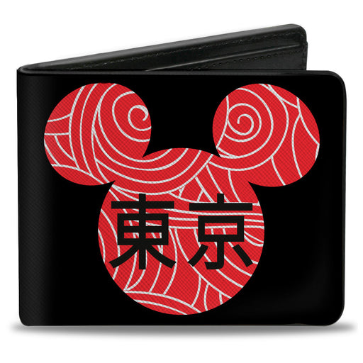 Bi-Fold Wallet - Disney Mickey Mouse Ears TOKYO Japanese Characters Black/Red/White Bi-Fold Wallets Disney   