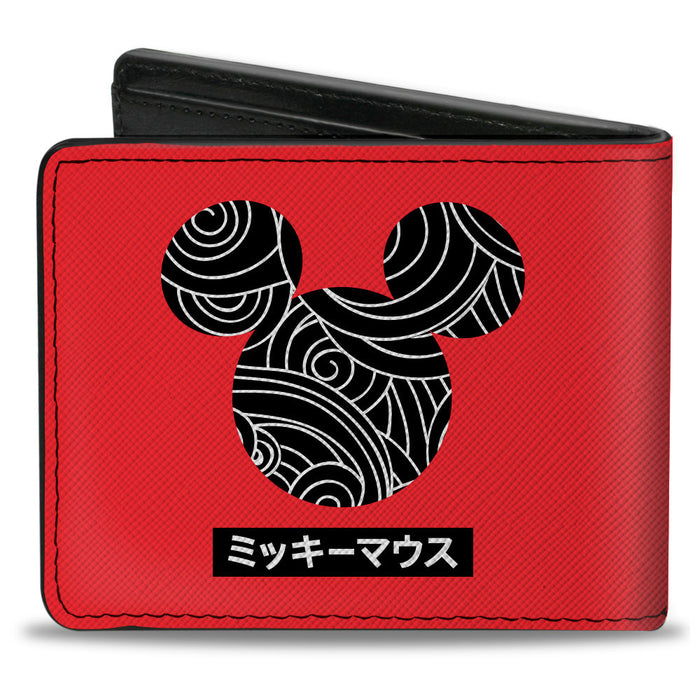 Bi-Fold Wallet - Mickey Mouse Ears and Japanese Characters Red/Black/White Bi-Fold Wallets Disney   