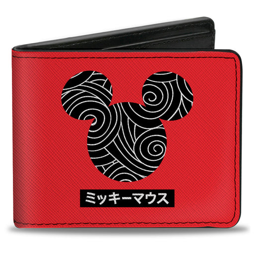 Bi-Fold Wallet - Mickey Mouse Ears and Japanese Characters Red/Black/White Bi-Fold Wallets Disney   