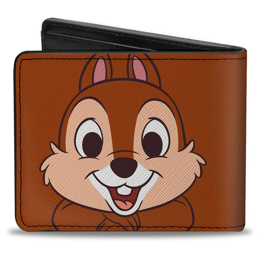 Bi-Fold Wallet - Chip n' Dale Character Face Close-Ups Brown Bi-Fold Wallets Disney   