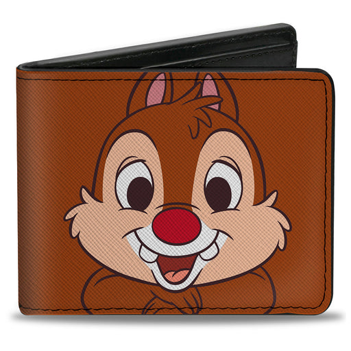 Bi-Fold Wallet - Chip n' Dale Character Face Close-Ups Brown Bi-Fold Wallets Disney   