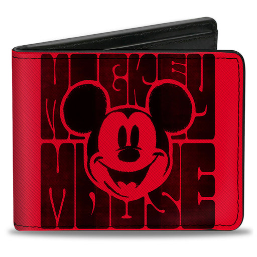 Bi-Fold Wallet - Mickey Mouse Smiling and Retro Text Red/Black Bi-Fold Wallets Disney   